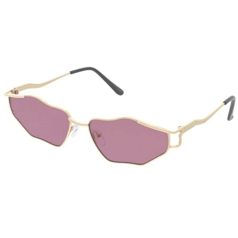 Unisex Metal Sunglasses Medium Oval Wavy Frame