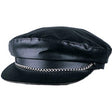 Faux Leather Biker Cap Hat - Black, Rocker, 80's