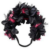 Black & Red Floral Headband with lace and roses