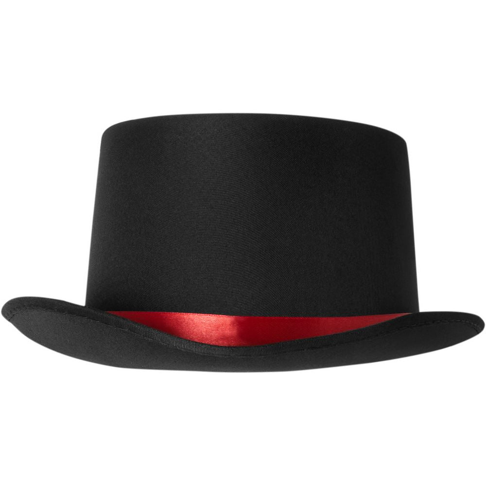 Haut-de-forme en satin Noir avec bande rouge