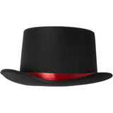 Haut-de-forme en satin Noir avec bande rouge