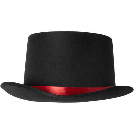 Haut-de-forme en satin Noir avec bande rouge