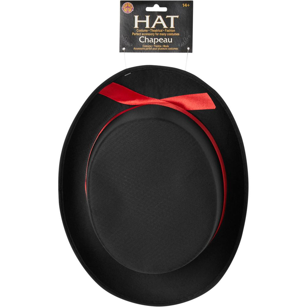 Haut-de-forme en satin Noir avec bande rouge