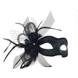 Venetian mask with feathers and tulle M8355Bk_2