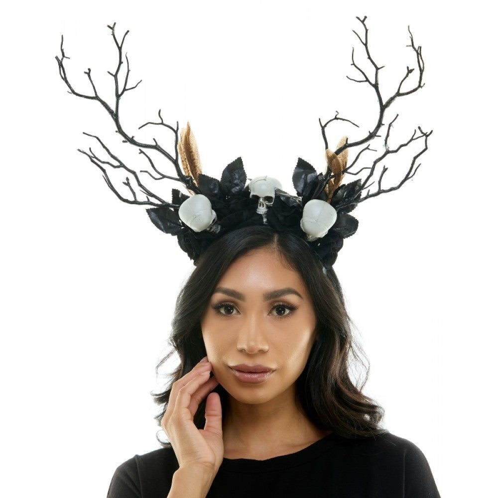 Goth Headband with Skulls and branches
