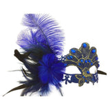 Venetian lace mask with feathers M8337Bl-3