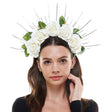Silk flower and leaves Headband HB335w