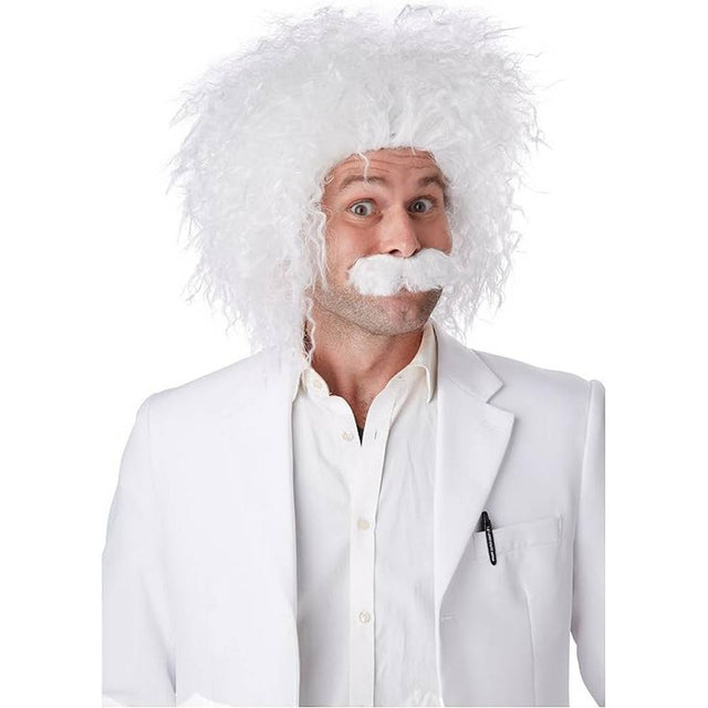 E=MC2 Einstein Wig & Moustache - white