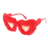Plastic Large Heart Frame with Fur Trim Women glasses- Assorted