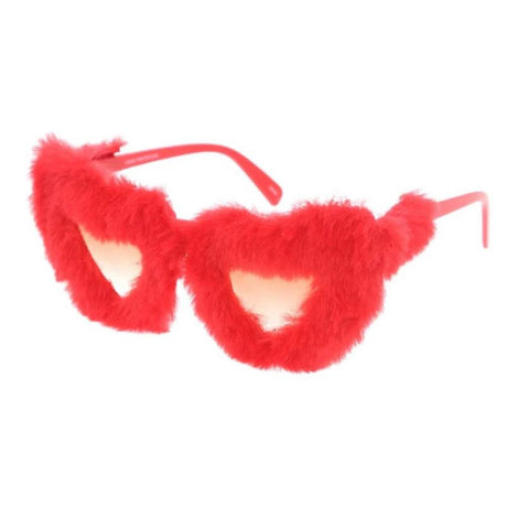 Plastic Large Heart Frame with Fur Trim Women glasses- Assorted