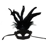 Venetian mask lace with rhinestones and feathers