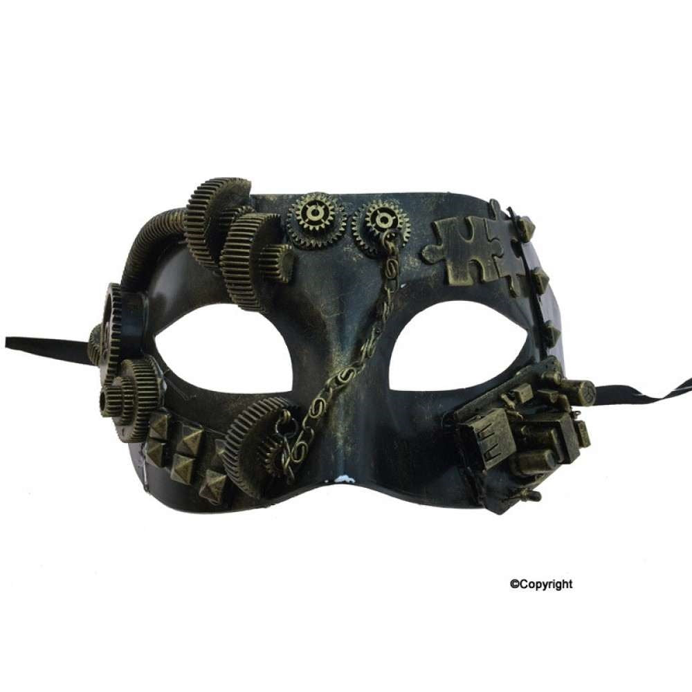 Steampunk man Mask with gears and chain