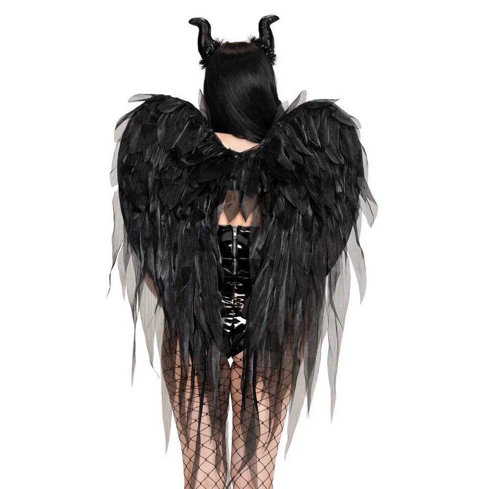 Dark Enchantress Chiffon Wings & Horn Headband