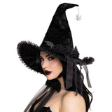 Chapeau de sorcière en velours Lolita sombre noir