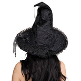 Chapeau de sorcière en velours Lolita sombre noir