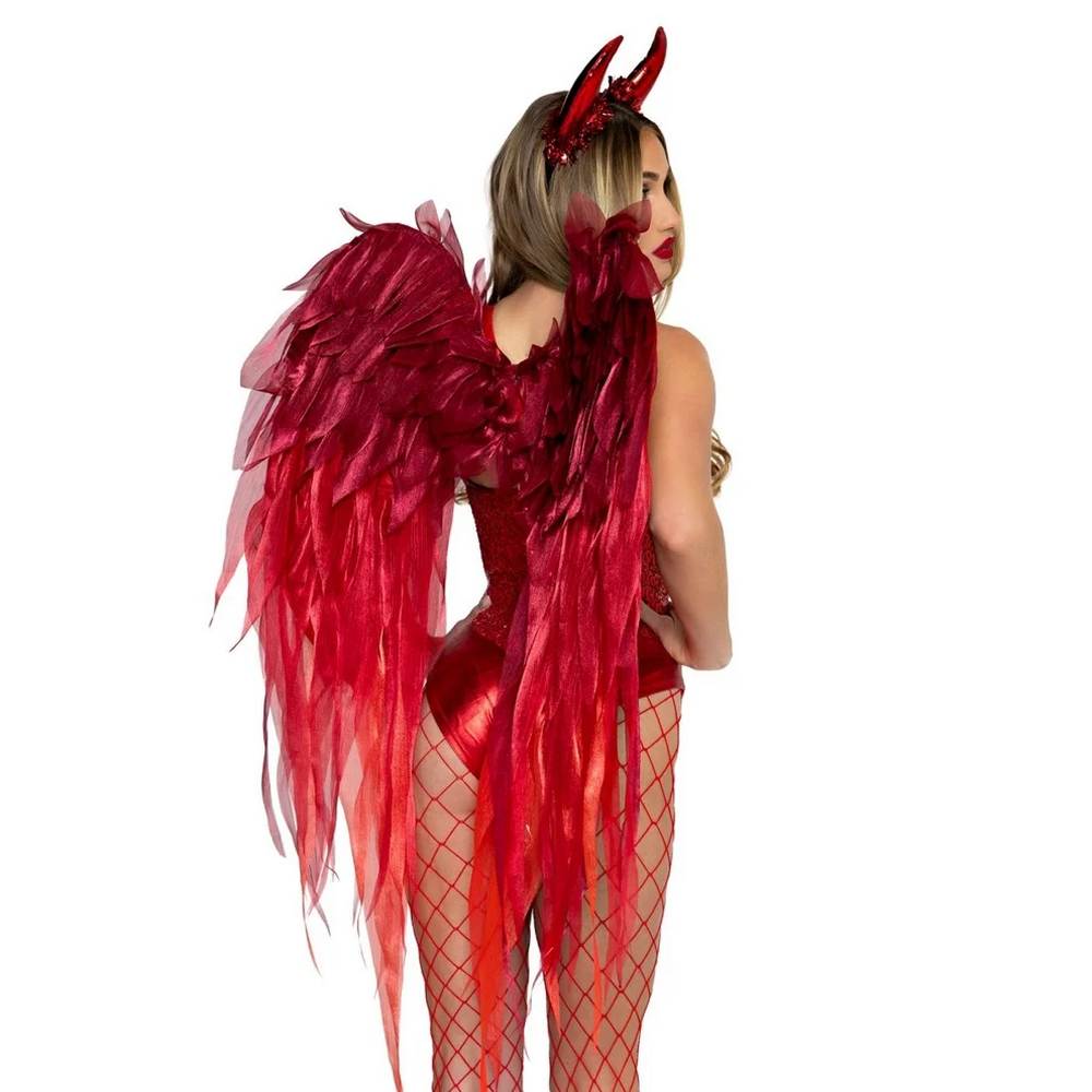 Devil Ombre Chiffon Wings & Horn Headband