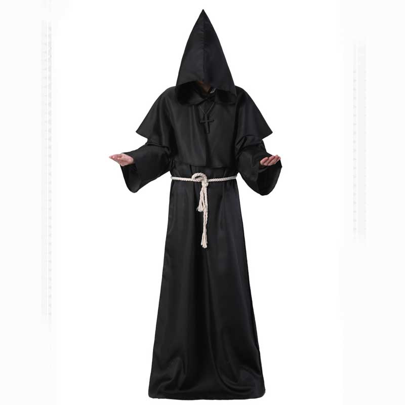 Monk Hooded Robes Cloak Monk Hooded Robes Cloak _Black