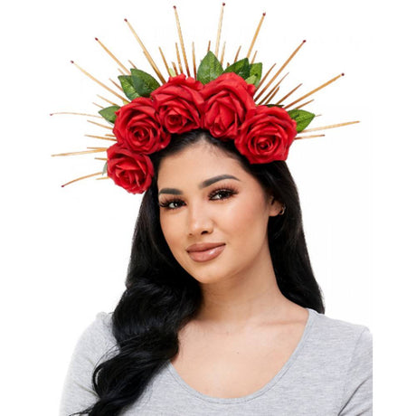Silk flower and leaves Headband