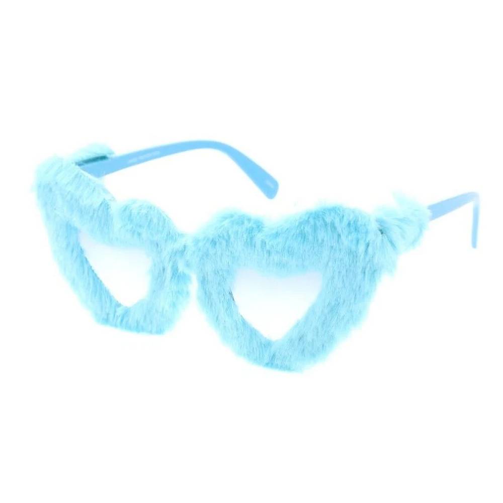 Plastic Large Heart Frame with Fur Trim Women glasses- Assorted