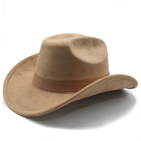 tan Faux Suede Cowboy Hat | Classic Western Cattleman Sun Hat_Light Khaki