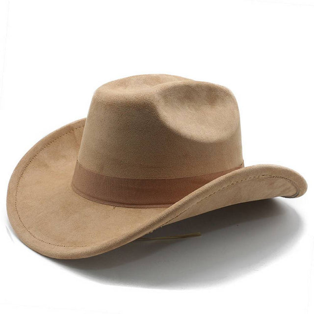 tan Faux Suede Cowboy Hat | Classic Western Cattleman Sun Hat_Light Khaki