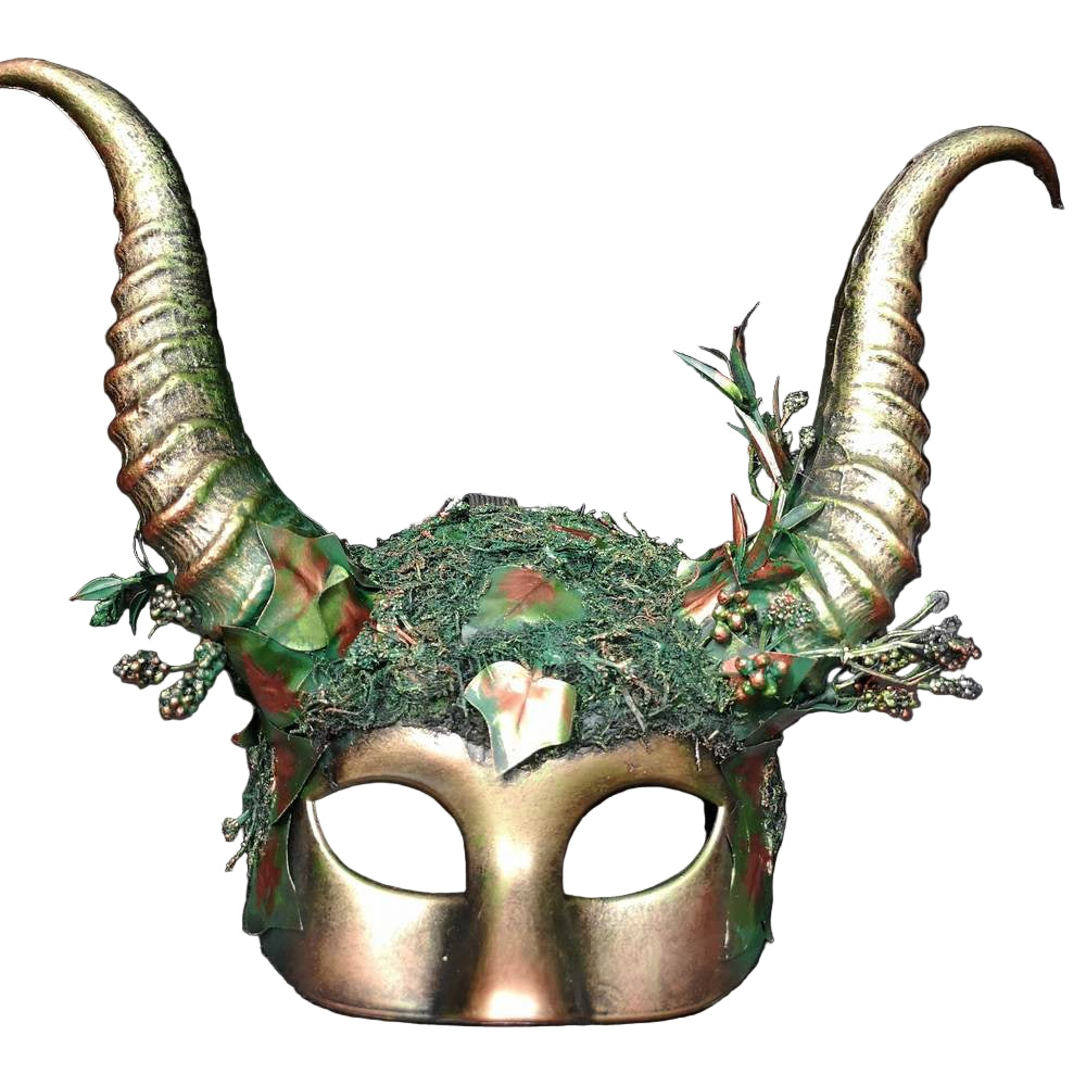 Masque forêt avec cornes et décorations florales