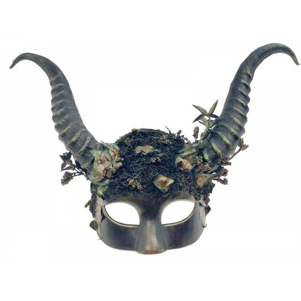 Masque forêt avec cornes et décorations florales