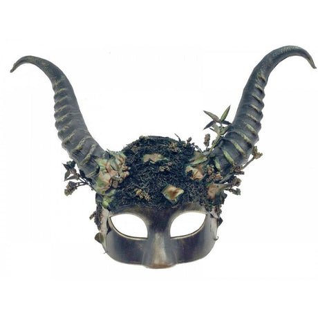 Masque forêt avec cornes et décorations florales