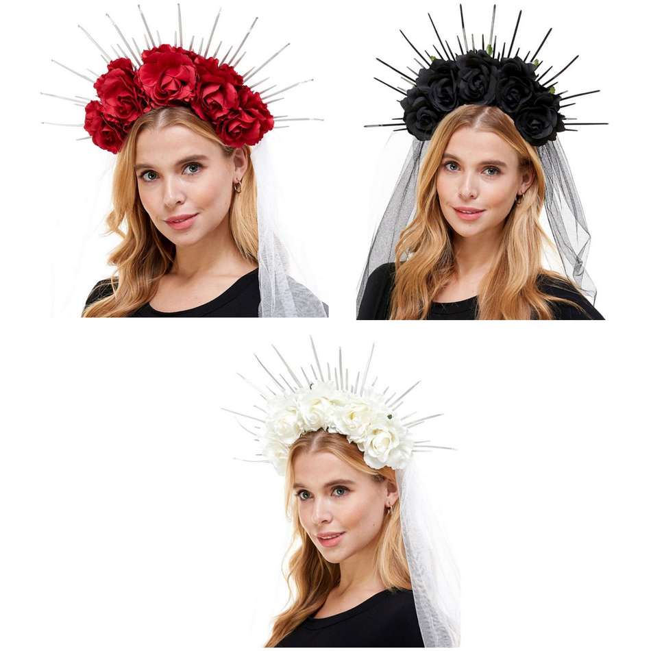 Headband silk Flowers with veil