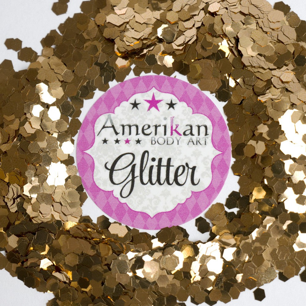 Amerikan Body Art Chunky Glitter 0.094" hex 1oz Jars ChaiLatte-swatch