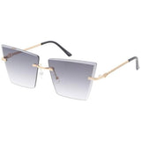 Metal Large Square Rimless Diamond Cut Lens- Assorted