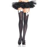 Nylon thigh highs over the knee with bow