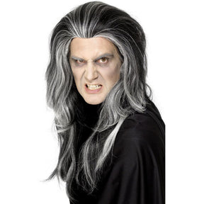 gothic vampire long wig black-grey