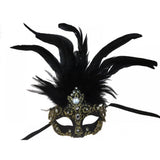 Venetian mask lace with rhinestones and feathers