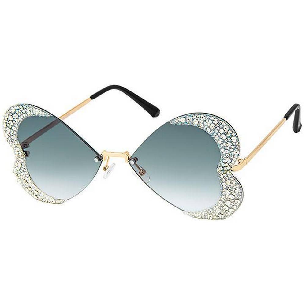 Sunglasses with Heartshaped  lens and  clear rhinestones - Assorted