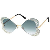 Sunglasses with Heartshaped  lens and  clear rhinestones - Assorted