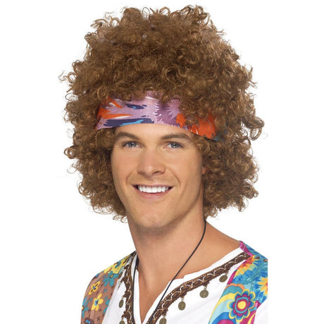 Hippie AFRO wig with Headscarf - brown
