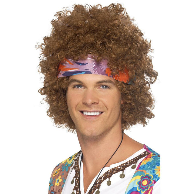 Hippie AFRO wig with Headscarf - brown