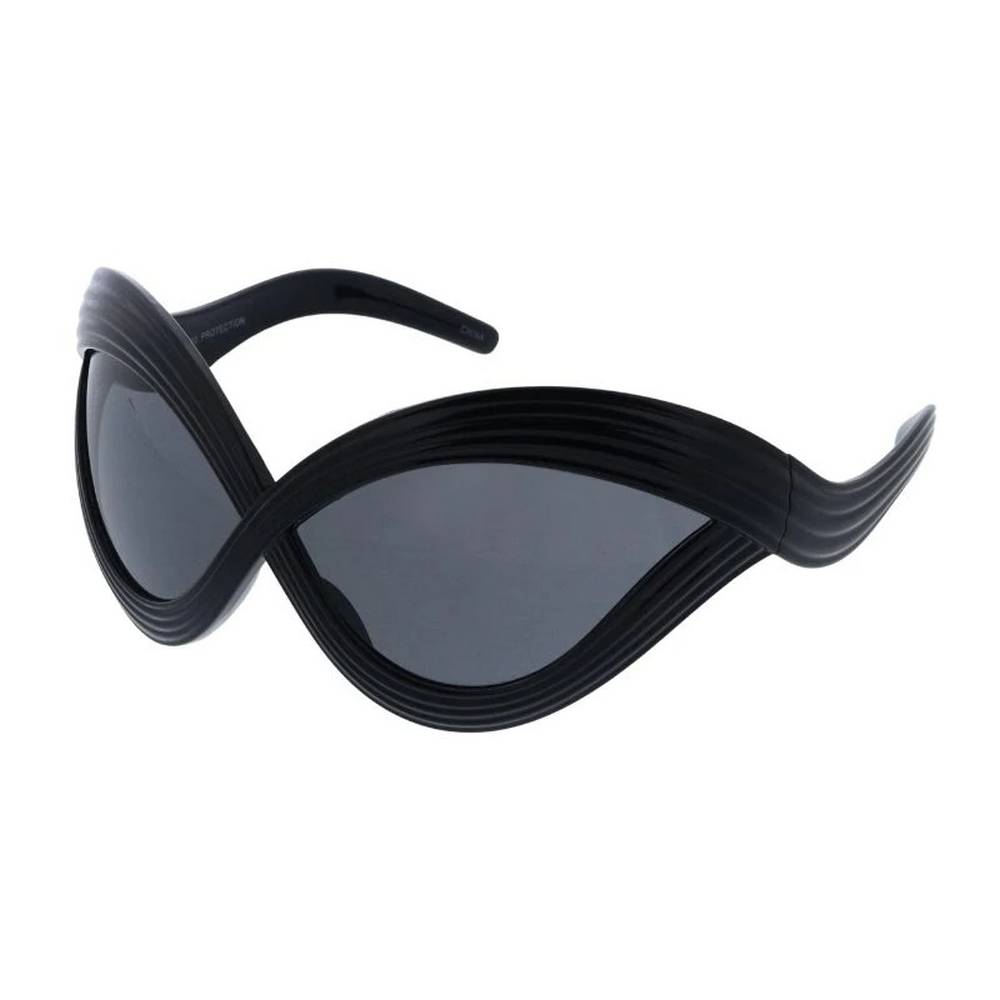 Unisex Plastic Large Wrap Around Futuristic Criss Cross Frame-Assorted