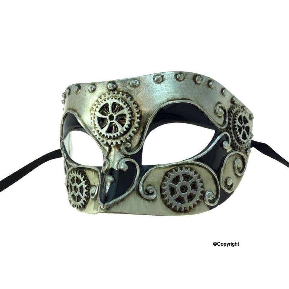 Steampunk man mask with gears M39512S-2