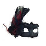 Venetian black mask with feathers and glitters M8334R_2