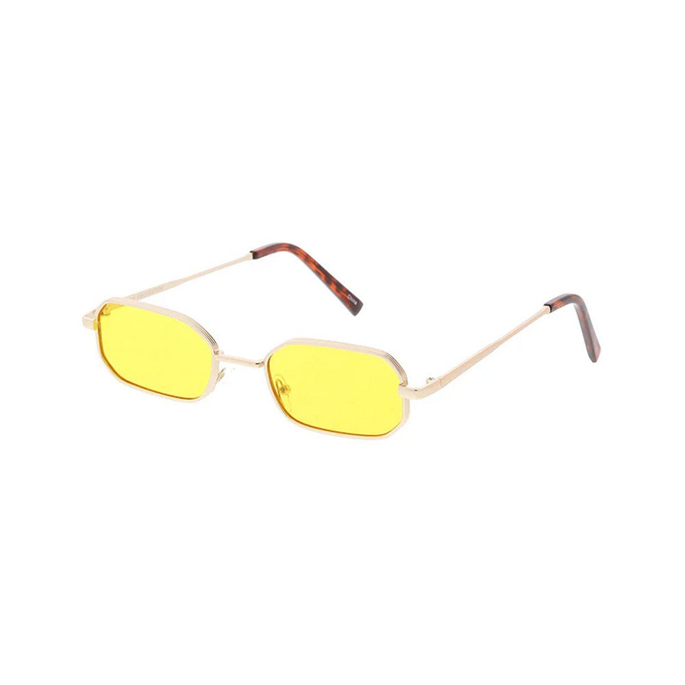 Metal Retro 90s Sunglasses Small Geometric Frame w/ Color Lens