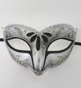 Venetian Mask small with glitter M - 6A M3112_Silver
