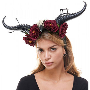 Voodoo ram horns raven headband HB339BR