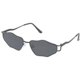 Unisex Metal Sunglasses Medium Oval Wavy Frame
