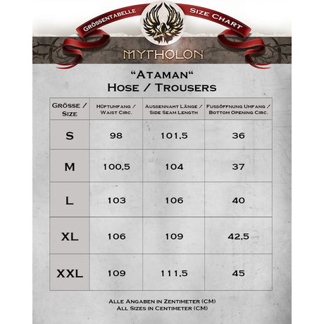 Mytholon Ataman trousers canvas - black 973160_Masstabelle_Ataman_Hose591f252549197