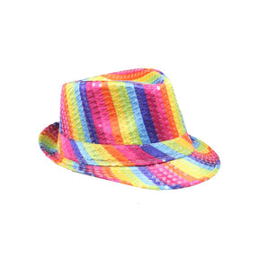 Rainbow Sequin Fedora Hat