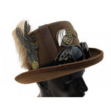 Steampunk Top Hat with feathers and goggles