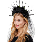 Headband silk Flowers with veil HB336BK-2