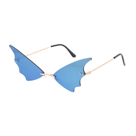 Small Batwing Novelty Sunglasses with Color Mirror Lens